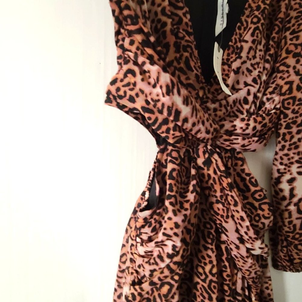 Anthropologie Ranna Gill Cut Out Midi Dress Leopard Print Sz S Lined NWT $190 - Picture 8 of 13